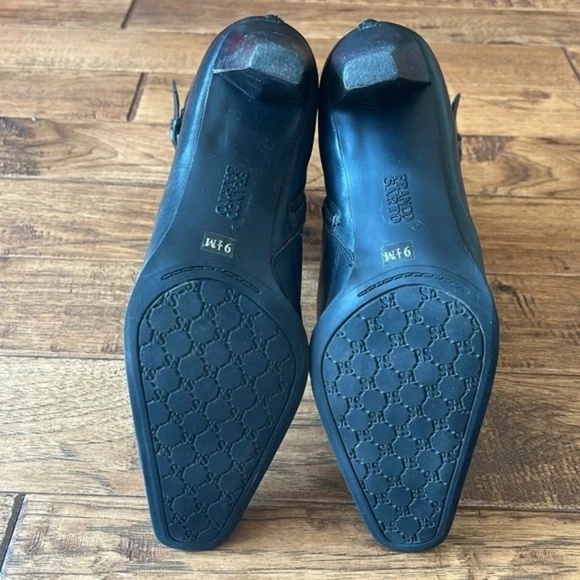 Franco Sarto L-Pandora Black Leather Calf High Heeled Boots Booties Size 9.5 - Picture 11 of 12